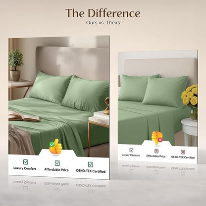 Utopia Bedding California King Sheet Set – 4 Piece Bed Sheets for Cal King Size Bed, Soft and Breathable Microfiber, Includes 1 Fitted Sheet, 1 Flat Sheet and 2 Pillowcases (Sage)