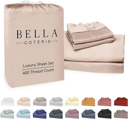 Bella Coterie Luxury Bamboo Viscose King Size Sheet Set | 100% Organically Grown | Ultra Soft | Cooling for Hot Sleepers | 18" Deep Pocket [Dusty Rose]