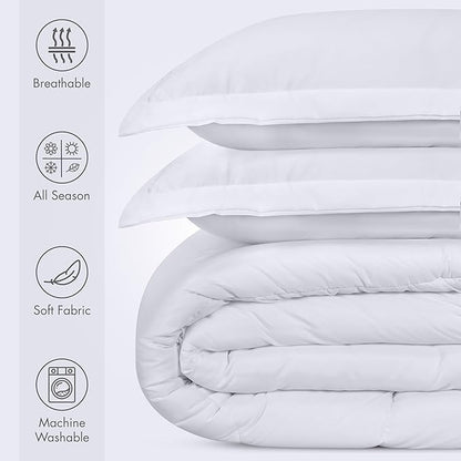 Utopia Bedding White Kids Comforter Set with 2 Pillow Shams, 3 Piece Soft Microfiber Twin Bed Comforter with Pillow Shams, Printed Kids Bedding for Boys and Girls, Lightweight, Breathable,Easy Care
