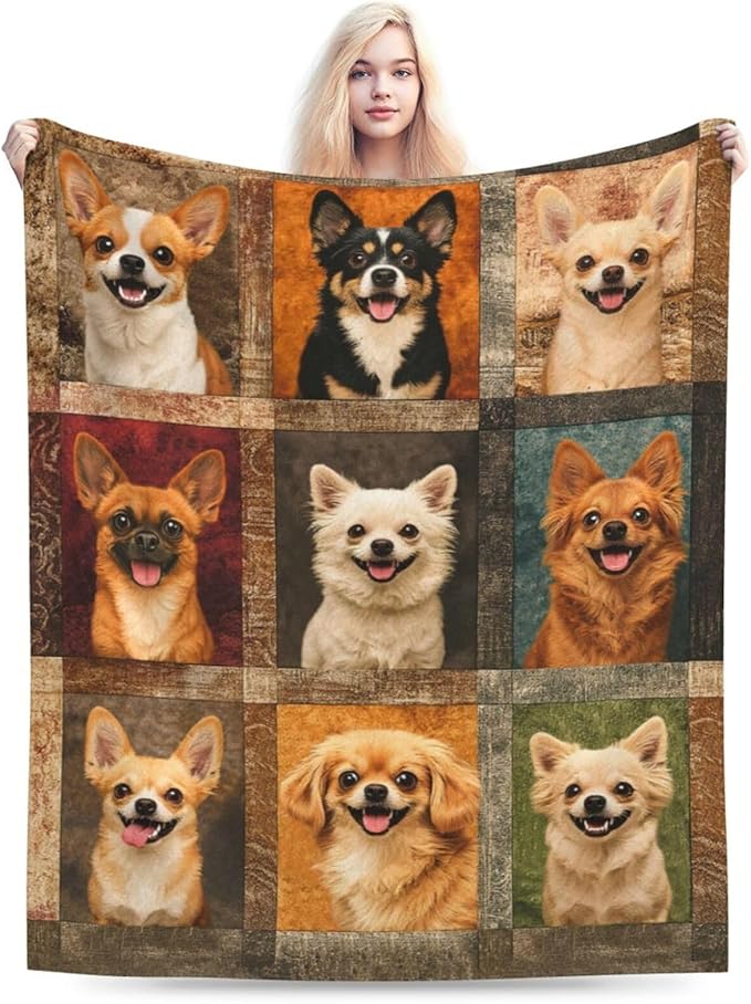 Chihuahua Blanket Super Soft Warm Fluffy Fleece Flannel Dog Animal Throw Blanket Cozy Fuzzy Plush Stuff Bedding Blankets Gifts for Women Kids Boys Girls Adults 50"X40"