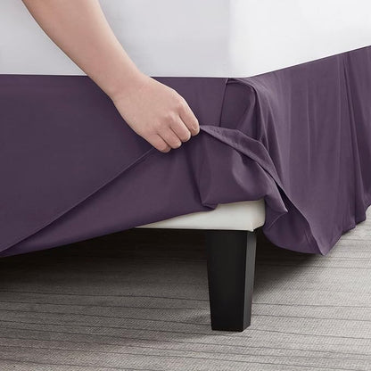 Nestl Dark Purple Full XL Bed Skirt - Full XL Size Bed Skirt 14 Inch Drop - Brushed Microfiber Bed Skirts - Hotel Quality Pleated Bed Skirt - Shrinkage & Fade Resistant