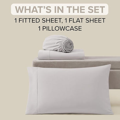 UGG Hedi Twin XL Sheet Set 3-Piece Luxury Cooling Sheets Deep Pockets Premium Bedding with 1 Pillow Sham Hypoallergenic Machine Washable Soft Lightweight Bed Set for Dorm, Twin XL, Stone Grey