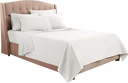 Clara Clark Queen Sheets, 6 Piece Set - Hotel Luxury Sheets for Queen Size Bed, Super Soft Bedding Set, White