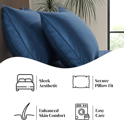 | Split King Size Sheet Set | 2 Fitted Sheets for Sleep Number & Adjustable Beds | Organically Grown | Ultra Soft & Cooling |100% Viscose | 17" Deep Pocket [Midnight Blue]