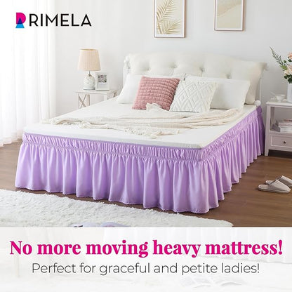 RIMELA Bed Skirting Queen Size Lilac Purple Bed Skirt 18 Inch Drop, Wrap Around Elastic Adjustable Bedskirt, Dust Ruffle for Bed Frame & Box Spring Soft Durable Fabric Machine Washable Easy to Install