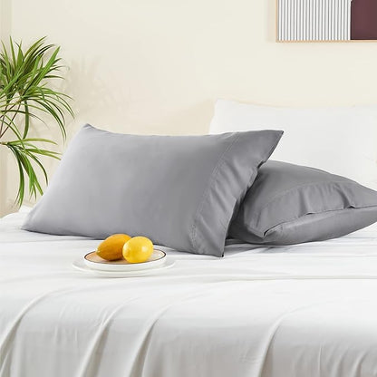 BEDELITE King Size Pillow Cases Set of 2, Rayon Derived from Bamboo, Cooling Pillow Cases for Hot Sleepers & Night Sweats, Breathable and Silky Soft Envelope Pillowcases(Silver Grey, 20"x36")