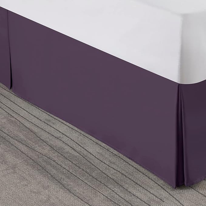 Nestl Dark Purple Full Bed Skirt - Full Size Bed Skirt 14 Inch Drop - Brushed Microfiber Bed Skirts - Hotel Quality Pleated Bed Skirt - Shrinkage & Fade Resistant