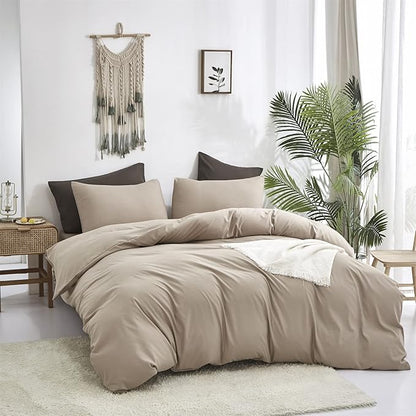 Cottonight Cream Coffee Comforter Set California King Khaki Bedding Comforter Set Cal King Dark Champagne Solid Blanket Quilts Modern Soft Cream Khaki 3 Piece Bedding Set