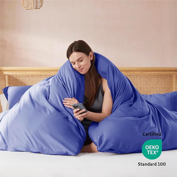 Nestl Royal Blue Duvet Cover King Size - Soft Double Brushed King Duvet Cover Set, 3 Piece, with Button Closure, 1 Duvet Cover 104x90 inches and 2 Pillow Shams