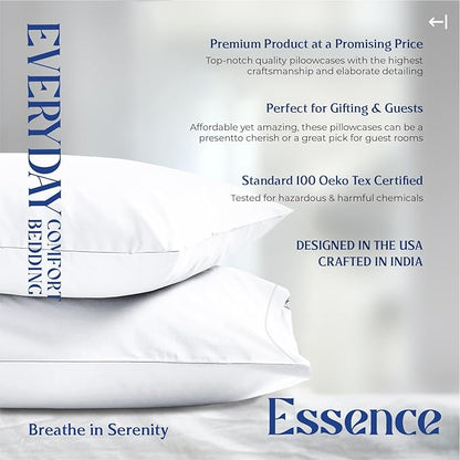 Mayfair Linen 100% Organic Cotton King Size Pillow Cases Set of 2 - Soft Hotel Quality Covers for King Size Pillows (White), Authentic GOTS Certified, Crisp, Cooling Percale Weave Cotton Pillowcases