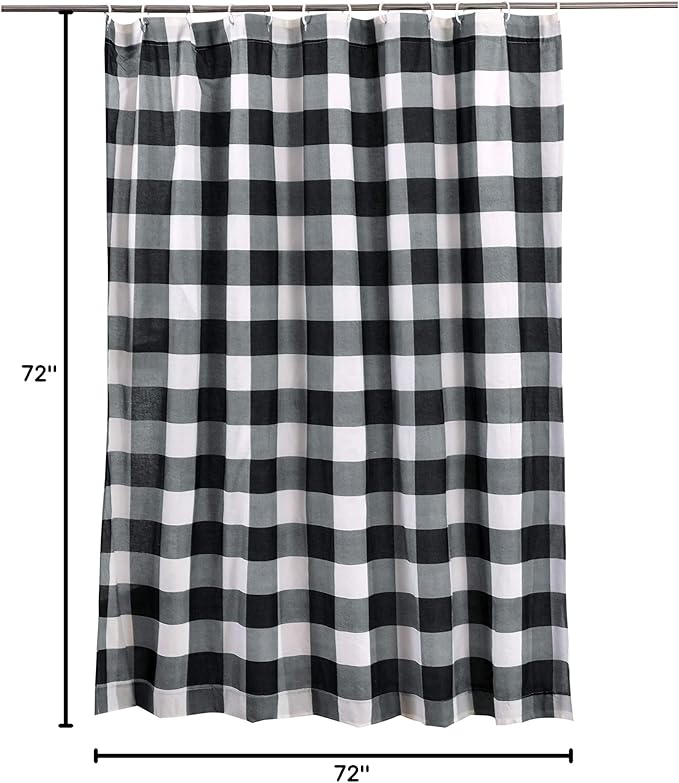 Levtex Home - Camden -Shower Curtain (72x72in.) with Button Holes - Buffalo Check - Grey and Cream