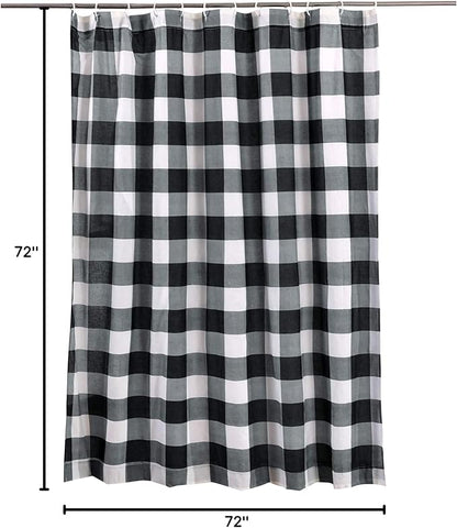 Levtex Home - Camden -Shower Curtain (72x72in.) with Button Holes - Buffalo Check - Grey and Cream