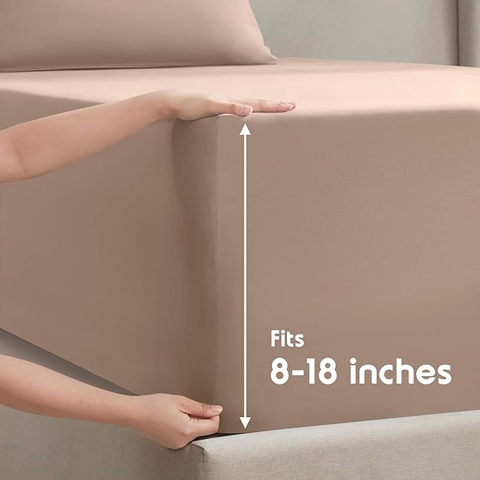 Nestl Twin XL Sheet Set - College Dorm Size - Luxury 1800 Ultra-Soft Microfiber Twin Extra Long Bed Sheets - Deep Pockets - Easy Fit - Extra Soft - 3 Piece Set (Twin XL, Taupe)