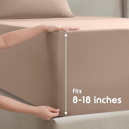 Nestl Queen Sheet Set - Luxury 1800 Ultra-Soft Microfiber Bed Sheets - Double Brushed - Deep Pockets - Easy Fit - 4 Piece Set - Bedding Sheets & Pillowcases (Queen, Taupe)