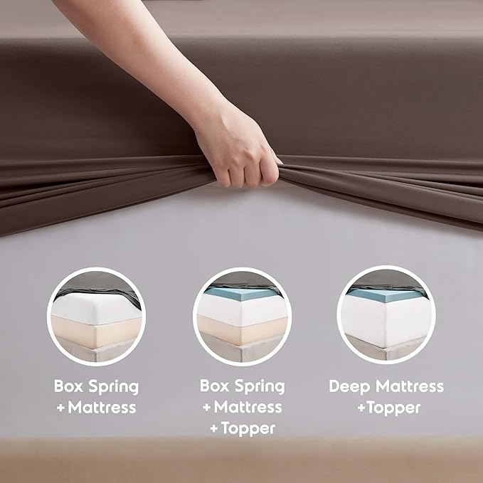 Nestl Split King Sheet Set - 1800 Ultra-Soft Microfiber Bed Sheets - Double Brushed - Deep Pockets - Easy Fit - 5 Piece Set - Bed Sheets & Pillowcases (Split King Size, Chocolate Brown)
