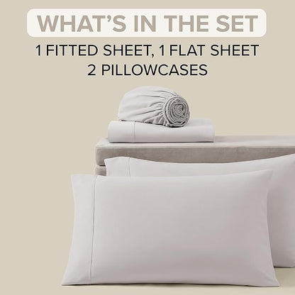 UGG Hedi Full XL Sheet Set 4-Piece Luxury Cooling Sheets Deep Pockets Premium Bedding with 2 Pillow Shams Hypoallergenic Machine Washable Soft Lightweight Bed Set for Bedroom, Full XL, Stone Grey