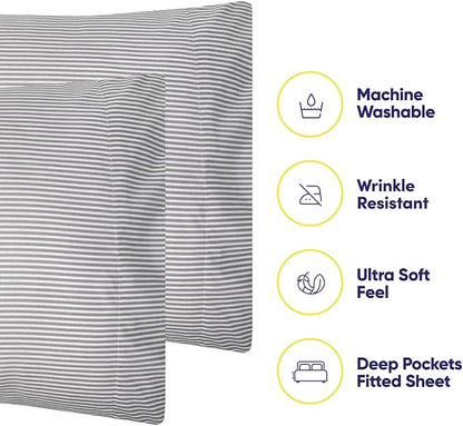 Twin Size Bed Sheets - 4 Piece 1500 Supreme Collection Fine Brushed Microfiber Deep Pocket Twin Sheet Set Bedding - 1 EXTRA PILLOW CASES, GREAT VALUE, Twin, Classic Stripe Navy