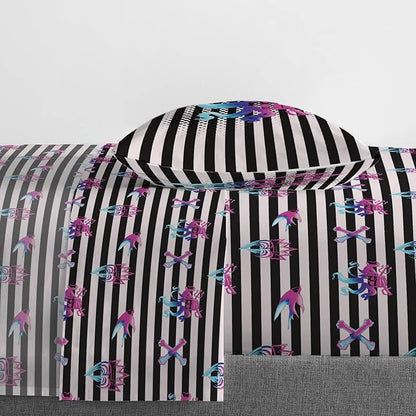 Jay Franco Kids Sheet Set with Fitted, Flat Sheets & Pillow Cover - Ultra-Soft Bedding with Pillowcase for Room Decor, Multi Color - Descendants, 3 Piece Twin