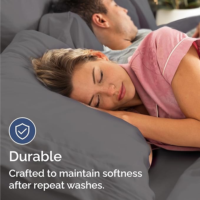 Bulk Case Pack of 16 Sheet Sets - (16) Complete Twin Size Sheet Sets w/ Deep Pockets - Wholesale Bulk Bedding for Hotels, Spas & Airbnbs - Breathable, Cooling, Soft & Wrinkle Free - (Twin, Dark Grey)