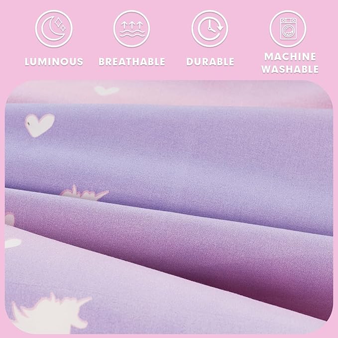 Cokouchyi Full Comforter Sets for Boys Girls, Unicorn Glow in The Dark Kids Bedding Sets, 6 Pcs Full Bed in a Bag with Comforter, Sheets, Pillow Sham, Cushion Cover, Unicorn