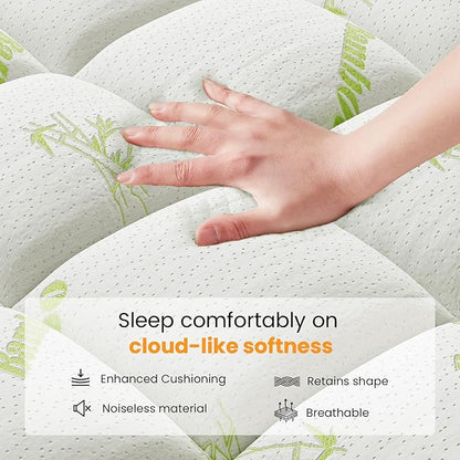 Sweetcrispy Ultra Soft Mattress Topper King Size - Viscose Made from Bamboo Pillow Top Mattress Pad for Breathable Cooling & Back Pain Relief, Deep Pocket Comfort Bed Topper, Green