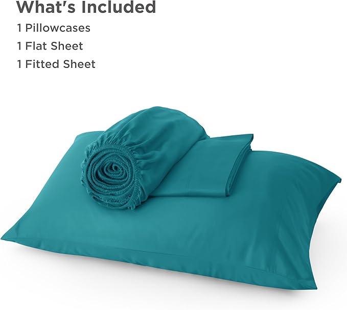 Bedsure Cooling Sheets Twin XL, Rayon Derived from Bamboo, PureWoven, Breathable & Soft Twin XL Sheet Sets, Deep Pocket Up to 16 Inches, Hotel Luxury Silky Dorm Bedding for Hot Sleepers, Turquoise