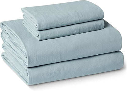 Amazon Basics Queen Bed Sheet, 4-Piece Bedding Set, Double Brushed Microfiber, Ultra Soft, Easy Care, Blue