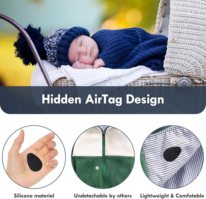 Airtag Holder for Kids Baby Toddler Child Hidden 2 Pack GPS Tracker Case, Anti-Removal Airtag Silicone Case with Safety Pins, Suitable for Children, Elderly, Pets, Backpack, Luggage