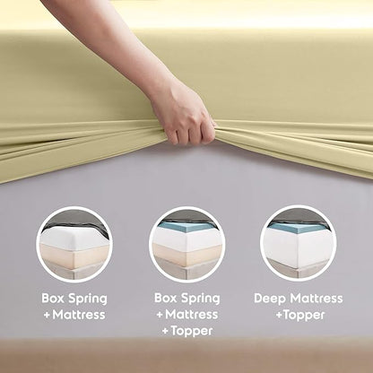 Nestl Split King Sheet Set - 1800 Ultra-Soft Microfiber Bed Sheets - Double Brushed - Deep Pockets - Easy Fit - 5 Piece Set - Bed Sheets & Pillowcases (Split King Size, Vanilla Yellow)