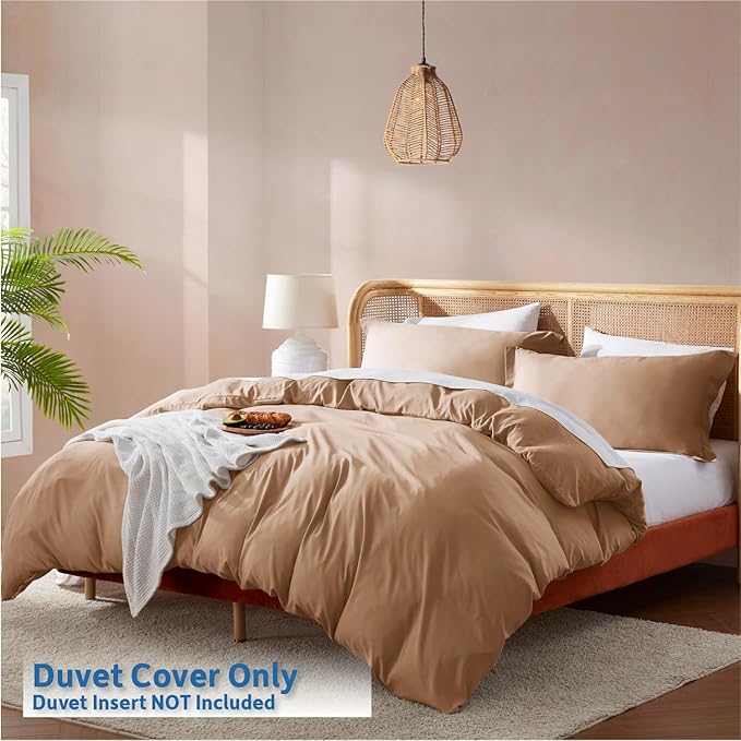 Nestl Mocha Brown California King Duvet Cover Sets - Soft Double Brushed Cal King Duvet Cover, 3 Piece, with Button Closure, 1 Duvet Cover 104x98 inches and 2 Pillow Shams