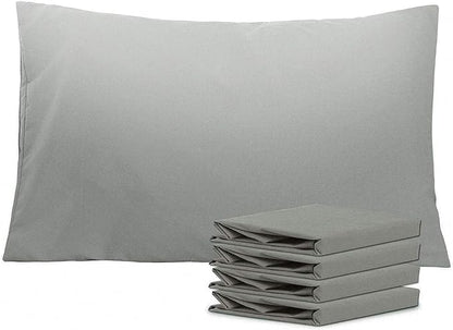 NTBAY Queen Pillowcase Set - 4 Pack Brushed Microfiber 20x30 Pillowcases - Soft, Wrinkle-Free, Fade-Resistant, Stain-Resistant, Smoke Grey Pillowcases with Envelope Closure - 20x30 Inches, Smoke Grey