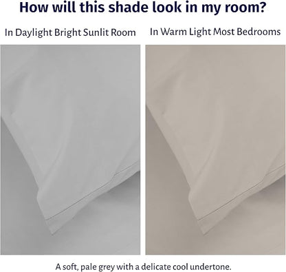California Design Den King Bed Sheets Set - Certified 100% Egyptian Cotton Percale Sheets King with Deep Pockets, Lightweight, Crisp, Durable Luxury Bedding Set - Light Grey
