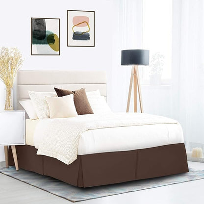 Nestl Dark Brown Bed Skirt King Size - King Bed Skirt 14 Inch Drop - Brushed Microfiber Bed Skirts - Hotel Quality Pleated Bed Skirt - Shrinkage & Fade Resistant