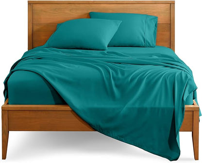 Bare Home Split King Sheet Set - 1800 Ultra-Soft Microfiber Bed Sheets - Double Brushed - Deep Pockets - Easy Fit - 5 Piece Set - Bedding Sheets & Pillowcases (Split King, Emerald)