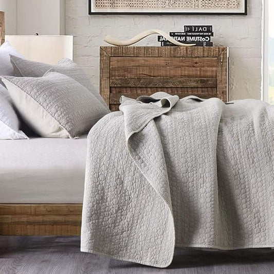 Oversized King Quilt Set, Beige California King Quilt Classic Geometric Spots Stitched Pattern, Stone-Washed Microfiber Ultra Soft Lightweight Quilted Bedspread Cal King for All Season, 3 Pieces