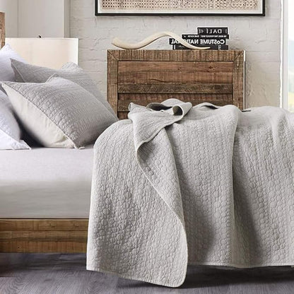 HORIMOTE HOME Quilt Set King Size Beige, Classic Geometric Spots Stitched Pattern, Stone-Washed Microfiber Chic Rustic Look, Ultra Soft Lightweight Quilted Bedspread for All Season, 3 Pieces