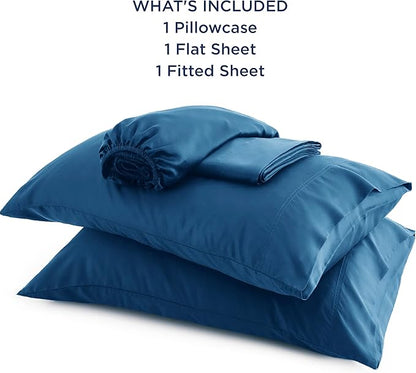 Bedsure Cooling Sheets Twin XL, Rayon Derived from Bamboo, PureWoven, Breathable & Soft Twin XL Sheet Sets, Deep Pocket Up to 16", Hotel Luxury Silky Dorm Bedding for Hot Sleepers, Teal