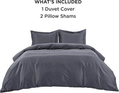 Bedsure Cooling Duvet Cover King Size - Moisture Wicking and Silky Eucalyptus Lyocell Cotton Hybrid Comforter Cover Set for Hot Sleeper - Buttery Soft and Breathable, Cooling Bedding Set, Dark Grey