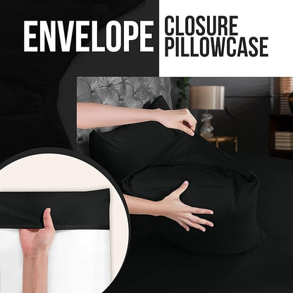Utopia Bedding Standard Pillow Cases - 12 Pack - Envelope Closure - Soft Brushed Microfiber Fabric - Shrinkage and Fade Resistant Pillow Covers Standard Size 20 X 26 Inches (Standard, Black)