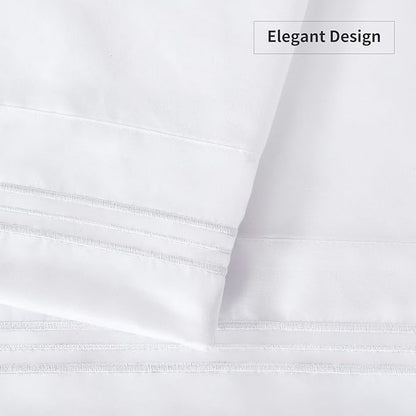 YIYEA King Size Pillow Cases Set of 4, Ultra Soft 1800TC Hotel Quality Double Brushed Microfiber Embroidered Pillowcases and Boho Pillow Covers, Envelope Closure, Fade Resistant (20"x36")
