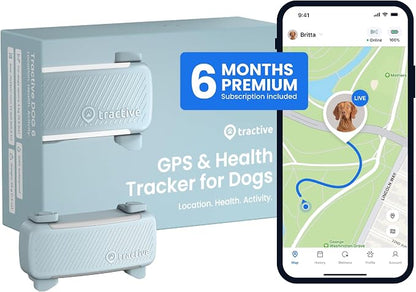 Tractive Smart Dog GPS Tracker with 6 Month Subscription | Live Pet Tracker with Virtual Fence | Vital Signs Monitoring of Heart & Respiratory Rate | Bark Monitoring | Dog Collar Attachment (Mint)