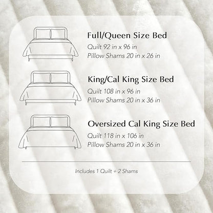 EVERGRACE Velvet Quilt Set California King 118'' x 106'', Luxurious Soft Striped Channel Bedding Set, Lightweight Velvet Comforter for All Season, Oversized Bedspread Coverlet w/ 2 Shams, Ivory White