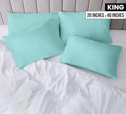 Utopia Bedding King Pillow Cases - 4 Pack - Envelope Closure - Soft Brushed Microfiber Fabric - Shrinkage and Fade Resistant Pillow Covers King Size 20 X 40 Inches (King, Spa Blue)