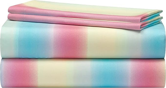 Heritage Kids Rainbow Ombre Full Sheet Set, 4-Piece Soft Microfiber Bedding with Bright Gradient Colors for Kids & Teens