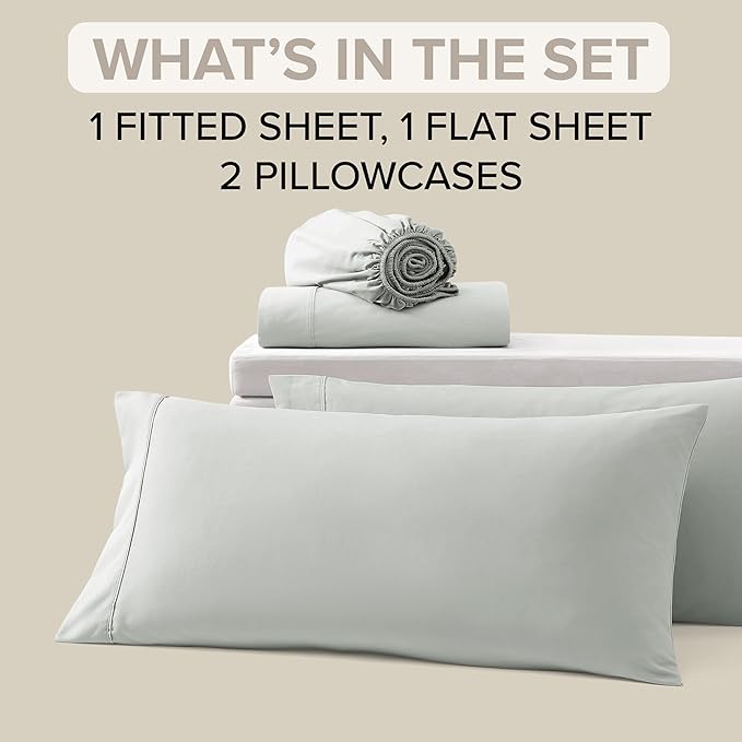 UGG Hedi King Sheet Set 4-Piece Luxury Cooling Sheets Deep Pockets Premium Bedding with 2 Pillow Shams Hypoallergenic Machine Washable Soft Lightweight Bed Set for Bedroom, King, Mineral Green