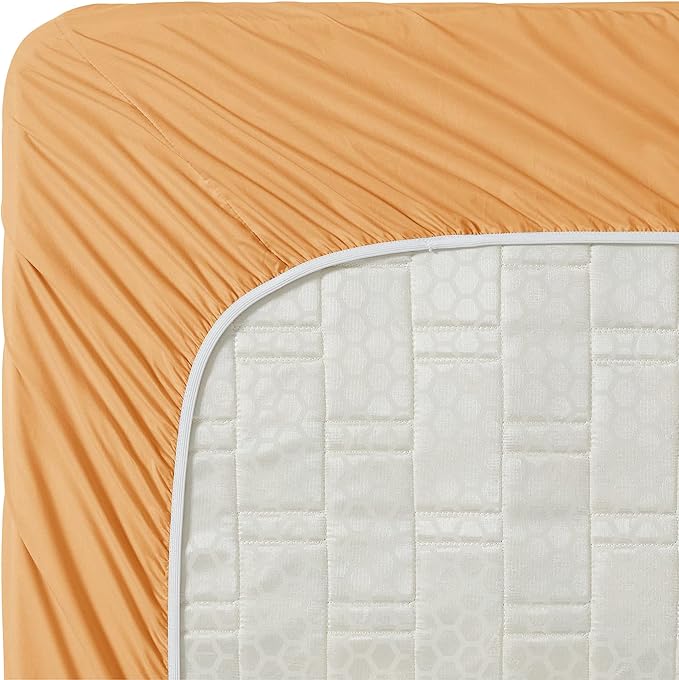 Clara Clark Bed Sheets, Premier 1800 Series 4 Piece Bed Sheet Set, Deep Pocket, Wrinkle, Fade, Stain Resistant, Luxury Soft Bedding Sheets & Pillowcases, King, Apricot Orange