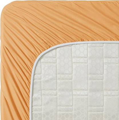 Clara Clark Bed Sheets, Premier 1800 Series 4 Piece Bed Sheet Set, Deep Pocket, Wrinkle, Fade, Stain Resistant, Luxury Soft Bedding Sheets & Pillowcases, King, Apricot Orange