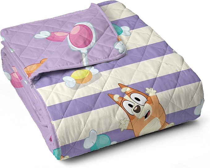Northwest Bluey Bingo Candy Land Quilted Throw Blanket – Official Cartoon Throw Blanket Featuring Bluey, for Adults Boys Girls Bed, Couch, or Playroom, 60 x 80 Inches