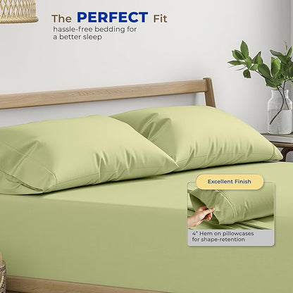 Thread Spread 600 Thread Count 100% Egyptian Cotton King Pillowcase Set of 2, Sage Green, 21" W x 40" L