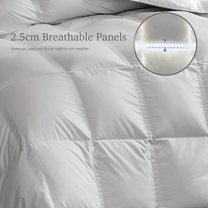 Hotel Grand White Goose Down Fiber Comforter King Size - Luxury Hotel Collection Comforter Lightweight King Duvet Insert - 2.5cm Breathable Panel for Summer and Hot Sleeper, 106" x 90"